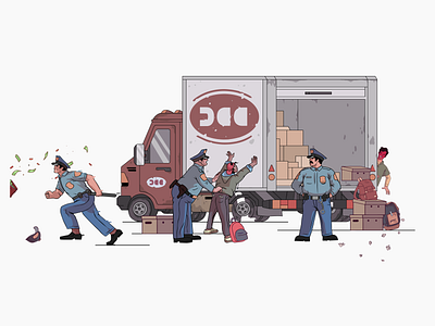 Eastwood Style illustration policeman riot ui usa vector