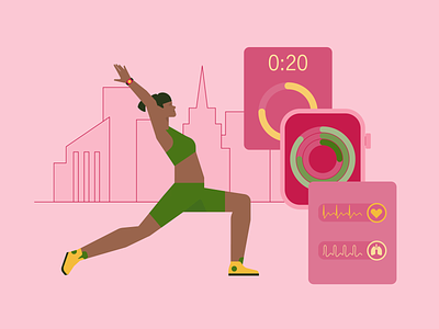 Smart Yoga - vector illustration in Urban Style fitness flat illustration smartwatch technology vector yoga