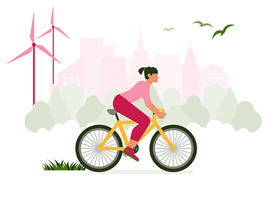 Eco Life Vector Illustration bycicle city eco flat illustration vector windmill