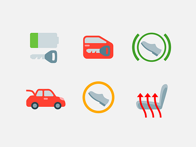 Color Style: Car Dashboard Icons flat icon design icons pack minimal vector