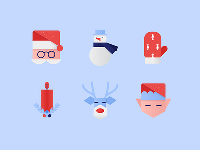 Holiday Icons in Clip Style christmas holidays icon design icons new year vector