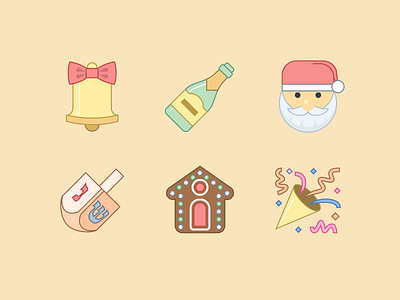 Holidays Icon set in Office Style christmas flat holidays icon design icons icons pack new year vector