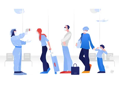 Clip Style: Vector Illustration airport coronavirus epidemia flat illustration minimal security vector web illustration