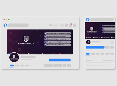 PurpleGrowth: Facebook Cover Redesign 2022 (Light Mode) coaching consulting online learning redesign social media cover south africa