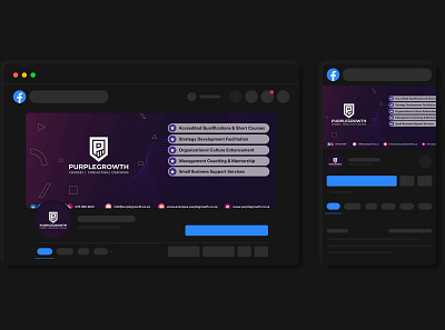 PurpleGrowth: Facebook Cover Redesign 2022 (Dark Mode) branding coaching consulting design redesign social media cover