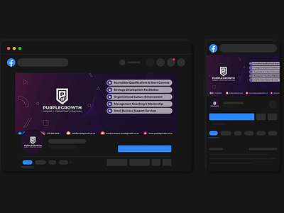 PurpleGrowth: Facebook Cover Redesign 2022 (Dark Mode)