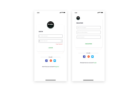 Simple Login and Register app loginpage register page ui