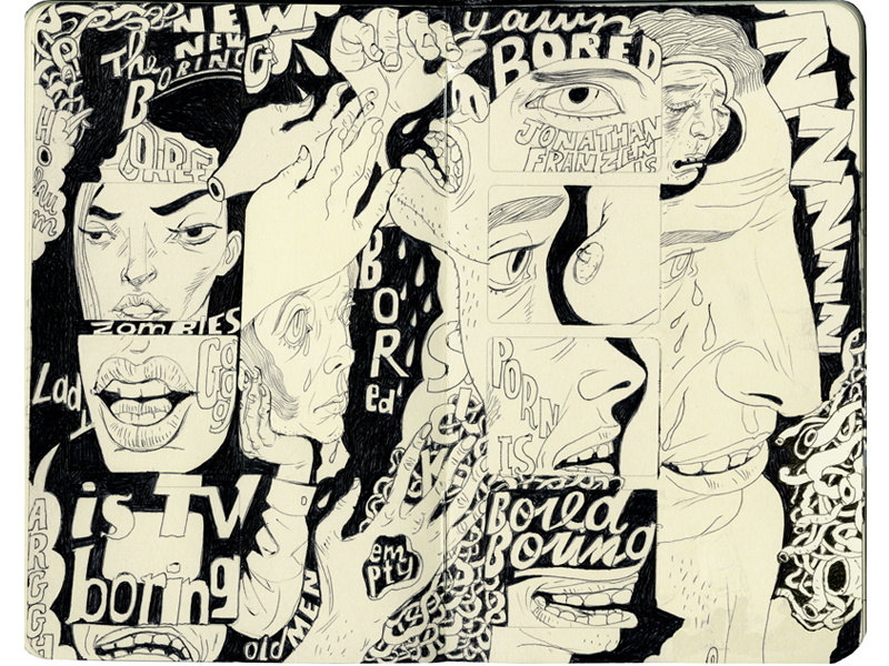 Bored, Boring, Bore joe morse illustration hand drawn graphic communication jonathan franzen boredom