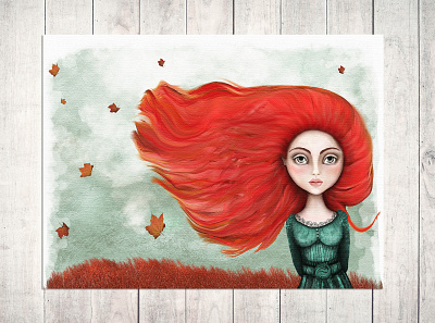 Autumn adobe photoshop autumn digital illustration girl girl character illustration redhair