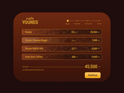 Daily Ui 002- Check Out for Cafe Younes Online