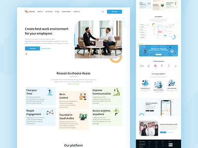 Asaas HR landing page app arabic company profile design home hrms illustration landingpage ui ui design uiux ux web