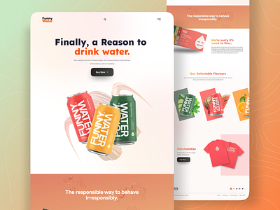 Landing Page Concept - Funny Water Redesign! branding design designer illustration logo ui ui ux uidesign uiux webdesign