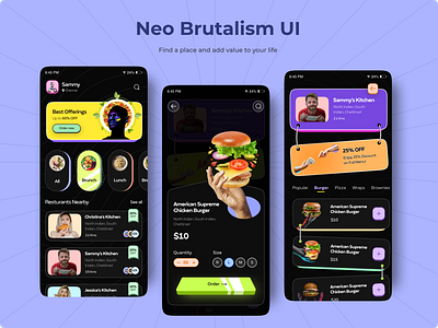 Food Delivery App Neo - Brutalism