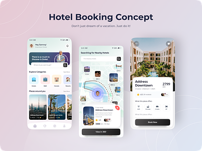 Hotel Booking App! branding design designer hotel app hotel booking illustration logo ui ui ux uidesign uiux webdesign