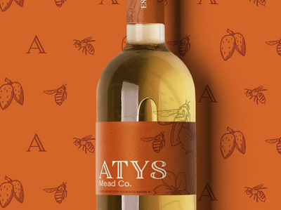 Atys Mead Co alcohol branding alcohol packaging floral illustration illustration label design mead meadery