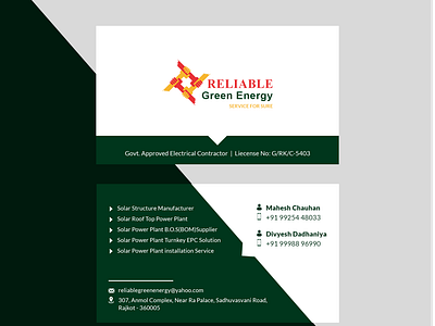 Business card design-Reliable Green Energy