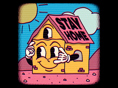 Stay home illustration retro stay home stay safe stayhome