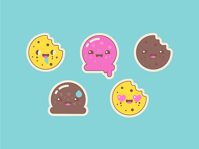 Dessert emoji cookie emoji ice cream illustrator vector vector illustration