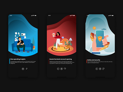 Onboarding screens for a banking app