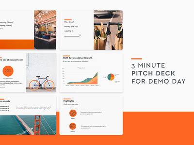 3 Minute Pitch Deck For Demo Day Template 500 pitch deck 500 startups business demo day pitch pitch deck pitch deck design present presentation presentation design presentation template redesign revenue slidebean startup template template design