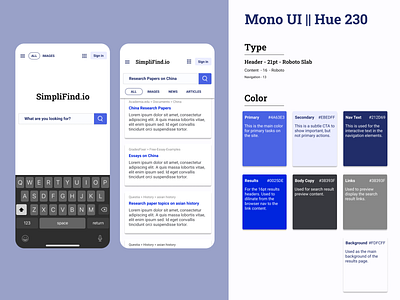 Mono UI || Hue 230 composition design monochrome search engine typography ui visual design