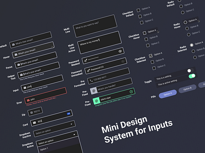 Mini Design System for Inputs app dark ui form design form field input pattern library ui visual design