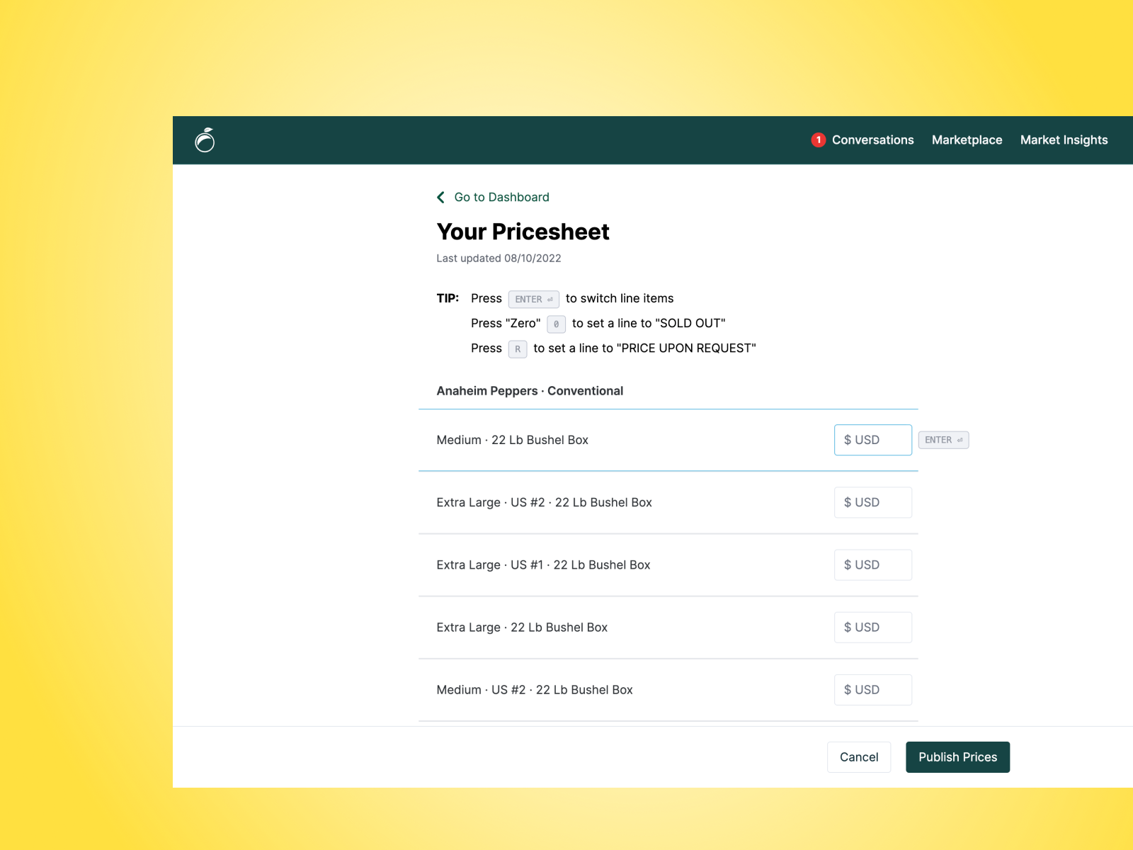 ProducePay Marketplace Price Sharing Workflow by Caden Damiano on