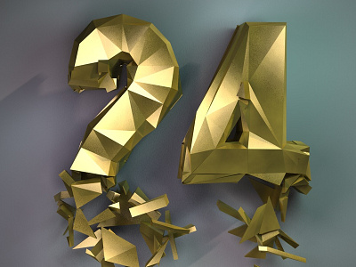 Countdown Lowpolytest5 13gold 3d countdown low poly much music typography