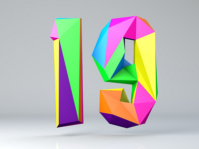 Countdown19 Rev05 3d countdown low poly much music typography