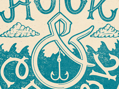 Hook Crook 600x800 handlettering linocut logo design pen and ink typography