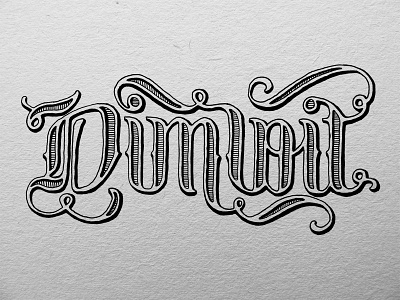 Dimwit... design hand drawn illustration lettering micron pen and ink script