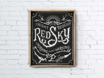 Red Sky Brick Wall Blk hand drawn hand lettering micron pens poster