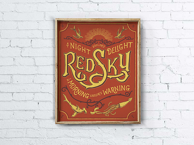 Red Sky - Color hand drawn hand lettering micron pens poster