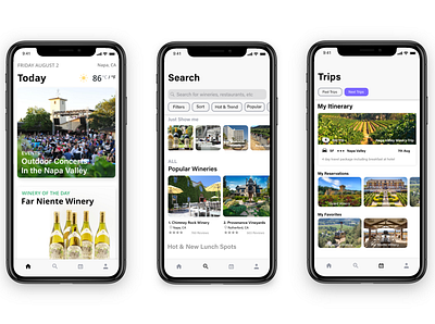 Napa valley winery finder app app ui ux