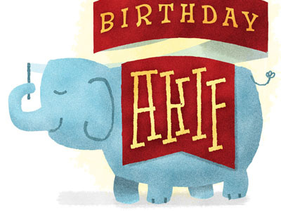 Akif birthday elephant illustration retro