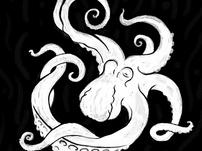 Amptopus ampersand black drawing octopus white