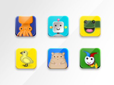 Icons for Interactive Alphabet cards characters icons illustration