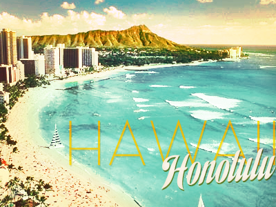 Honolulu hawaii honolulu postcard typography