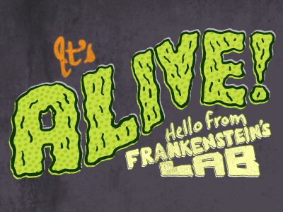 It's alive! halloween postcard type