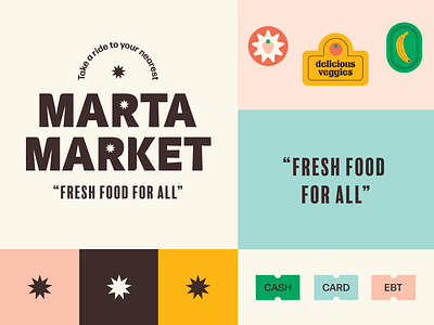 Marta Market branding color design flat illustration market typography vector