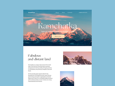 Kamchatka web concept beauty clean design landing mountain pink travel ui web website