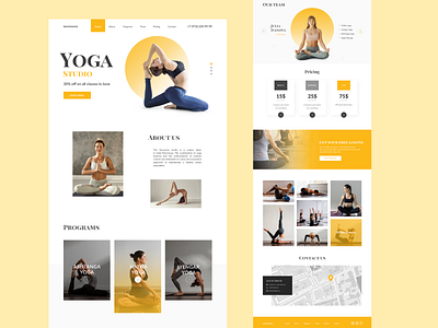 Navasana yoga studio design fitnes landing orange studio ui web website yellow yoga
