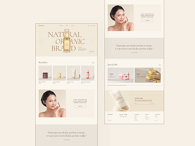 Skincare website beauty beige design ecommerce organic redesign shop skin skincare store ui uxui web website