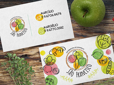 Hortifruti Sao Francisco branding design fruits illustration logo stationary ux vector watercolor logo