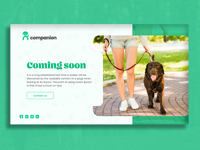 Coming soon page - Dog app animal coming soon dogs friends landing pages layout typography ui ux uxui walking web designer webdesign website