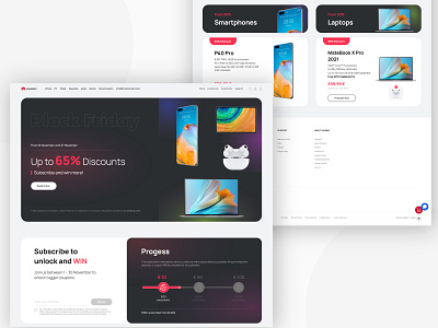 Fictional Project - Huawei BlackFriday Campaing android black friday discount dispay earpods headphone huawer phone products redesign technology ui ux web design