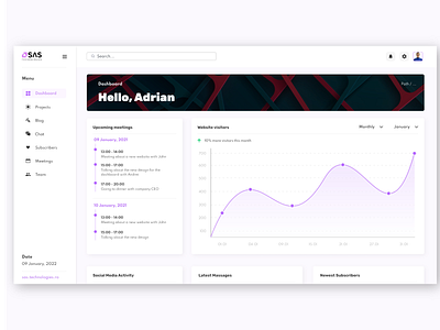 Dashboard for web development business website