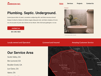 Garrison Plumbing - Plumbing Website agency clean design colors design grey minimalist plumbing red service website