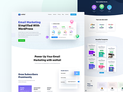 weMail Home Page Design awesome cool design email home illustraion interface latest marketing nice page sent ui ux website