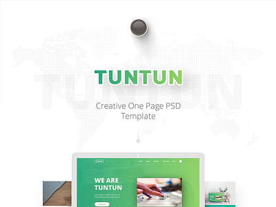 Tuntun-Creative One Page PSD Template Design buy color creative design green one page premium psd template themeforest ui ux